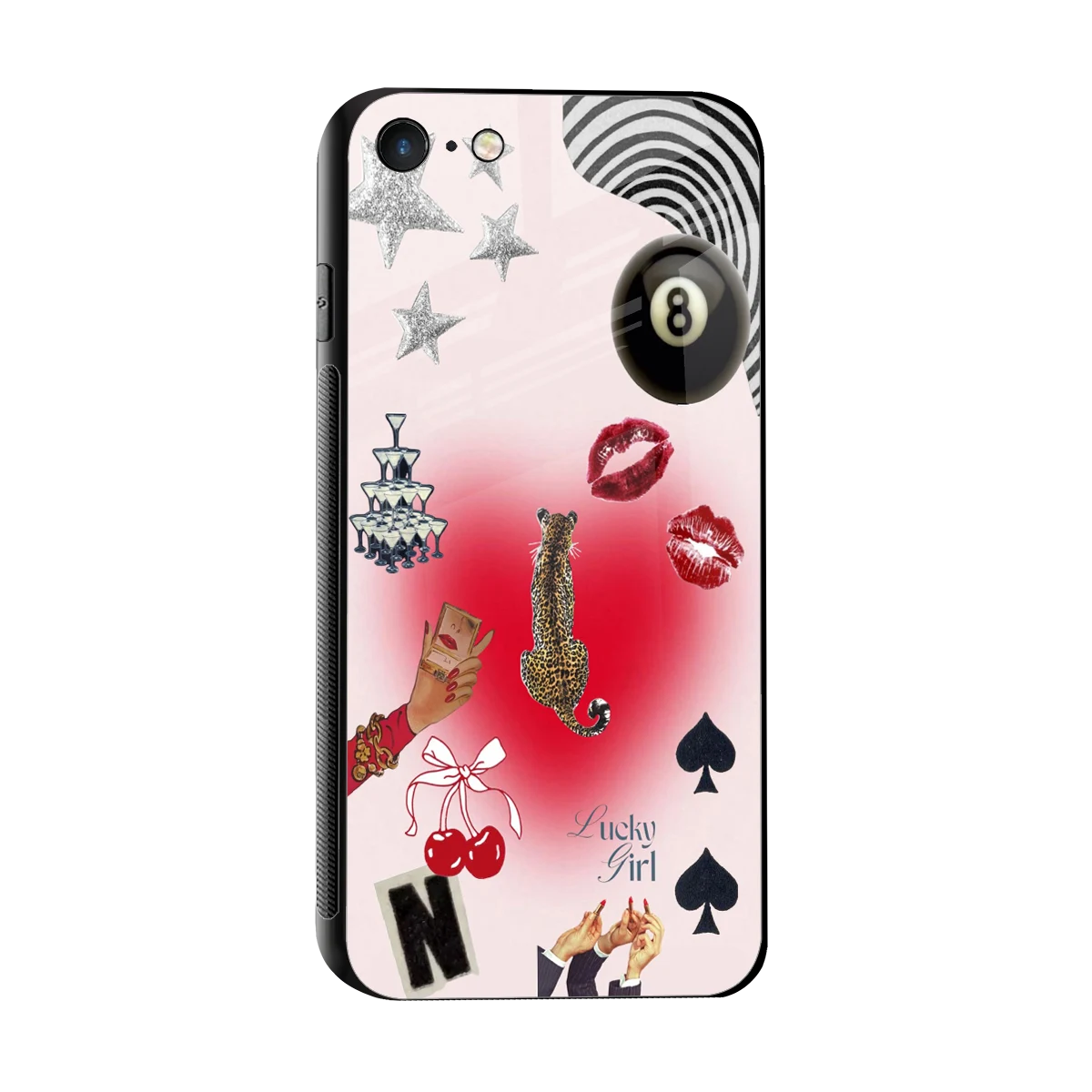 Lucky Charm sleek iphone 7 cover with tempered glass back and TPU edges
