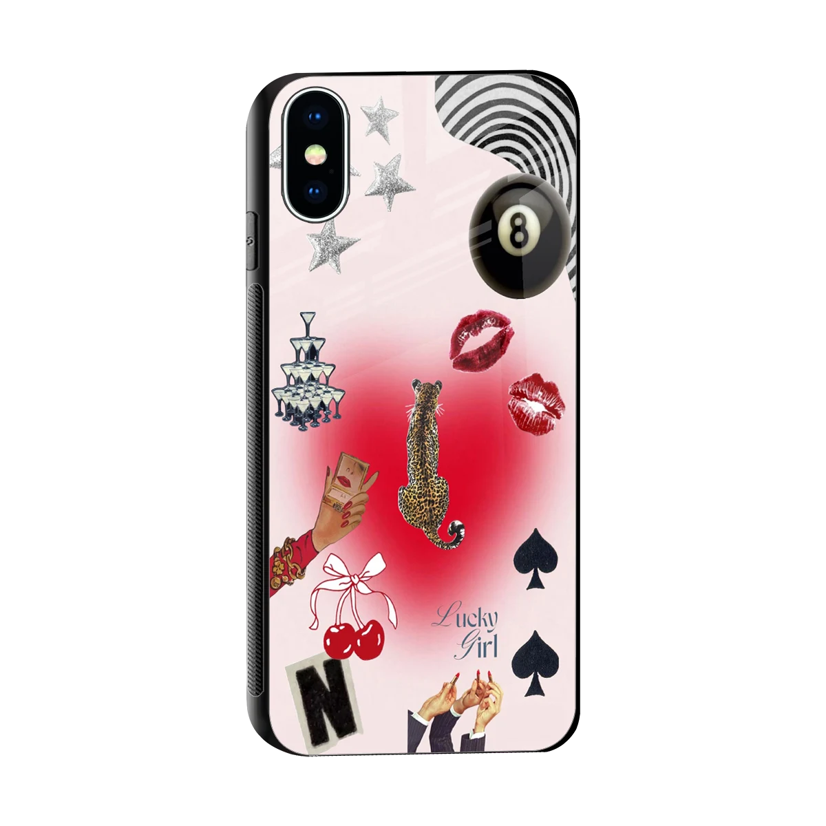 Lucky Charm sleek iphone x cover with tempered glass back and TPU edges