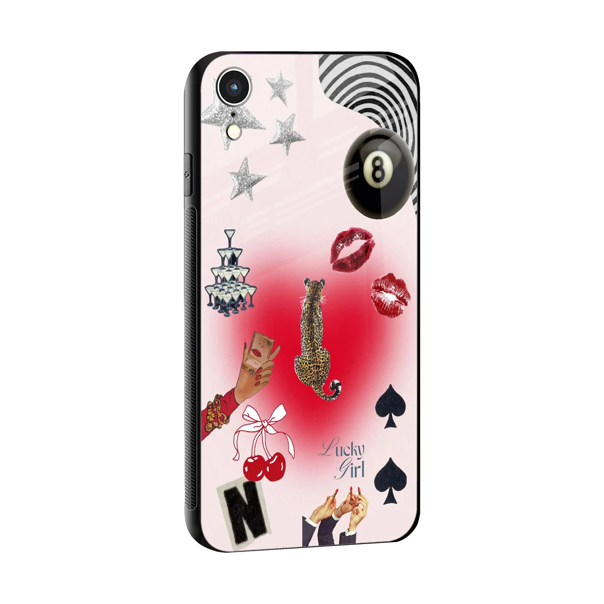 Lucky Charm sleek iphone xr cover with tempered glass back and TPU edges