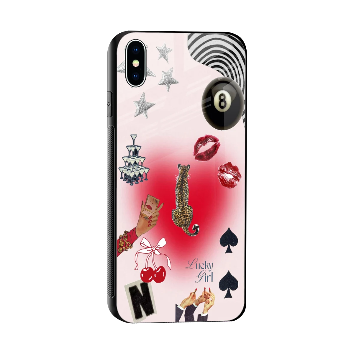 Lucky Charm sleek iphone xs max cover with tempered glass back and TPU edges