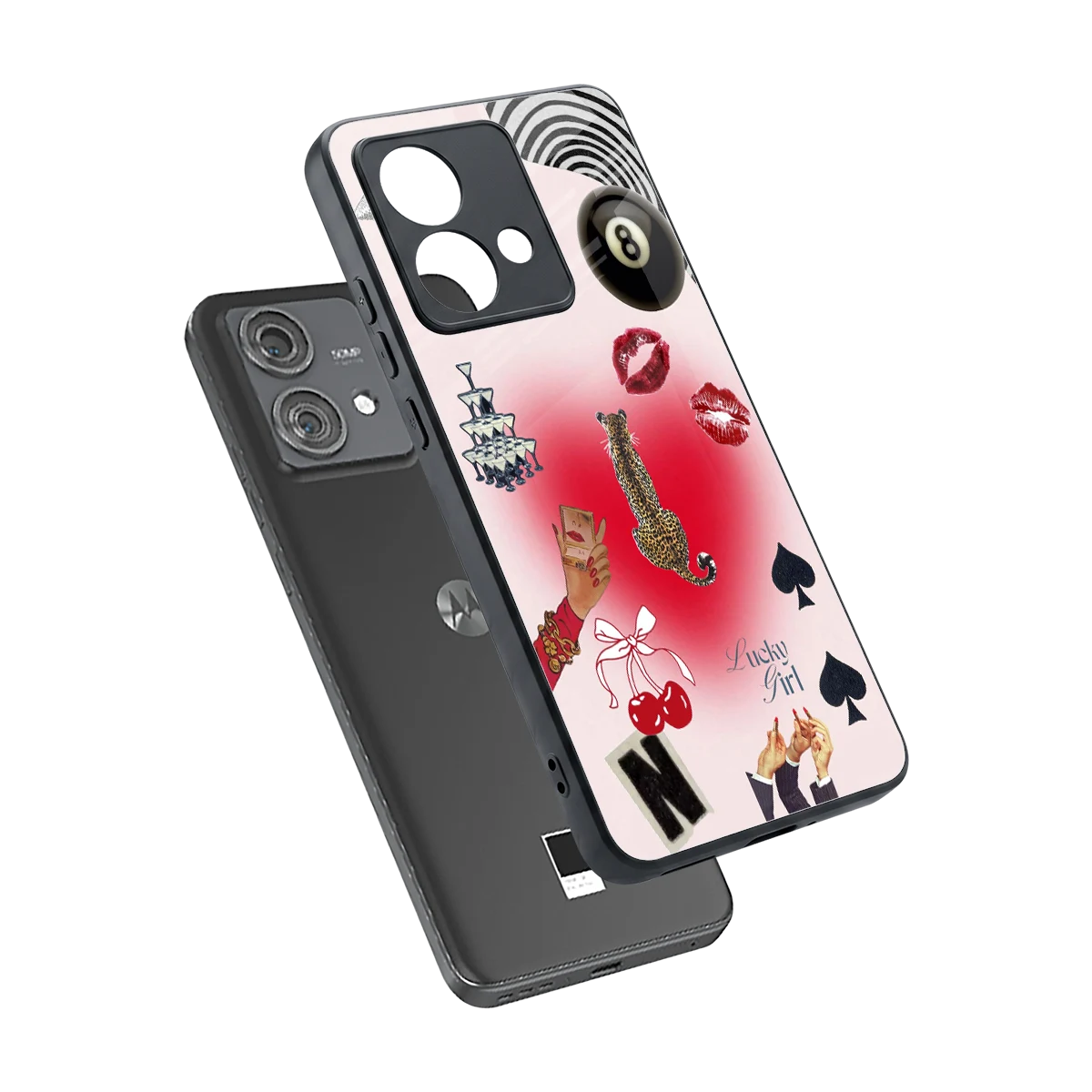Lucky Charm sleek motorola edge 40 neo 5g cover with tempered glass back and TPU edges