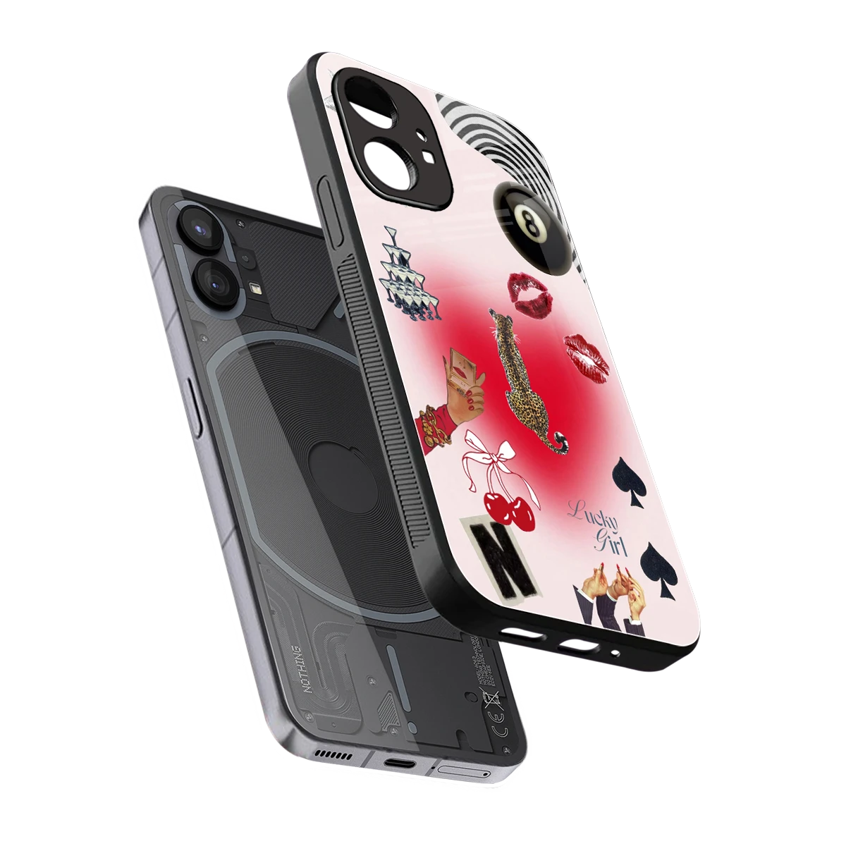Lucky Charm sleek nothing phone 1 cover with tempered glass back and TPU edges