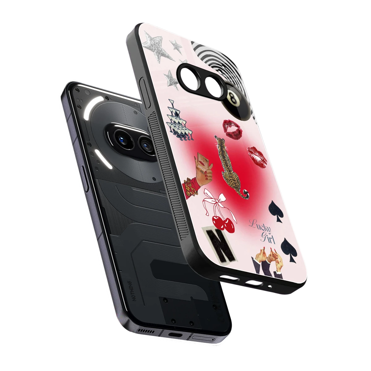Lucky Charm sleek nothing phone 2a cover with tempered glass back and TPU edges