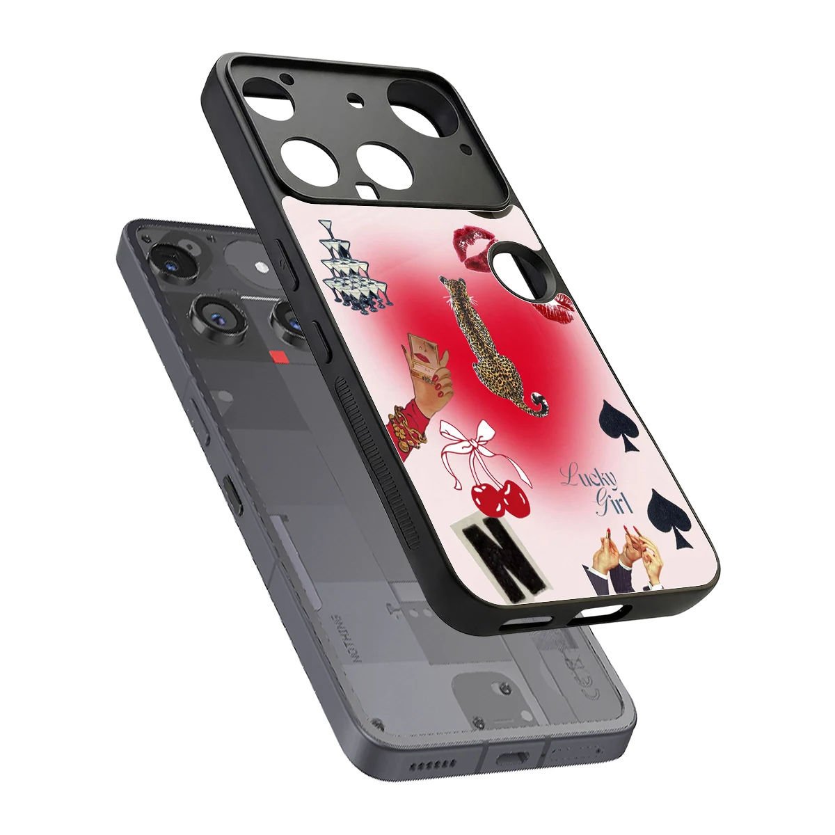 Lucky Charm sleek nothing phone 3 cover with tempered glass back and TPU edges