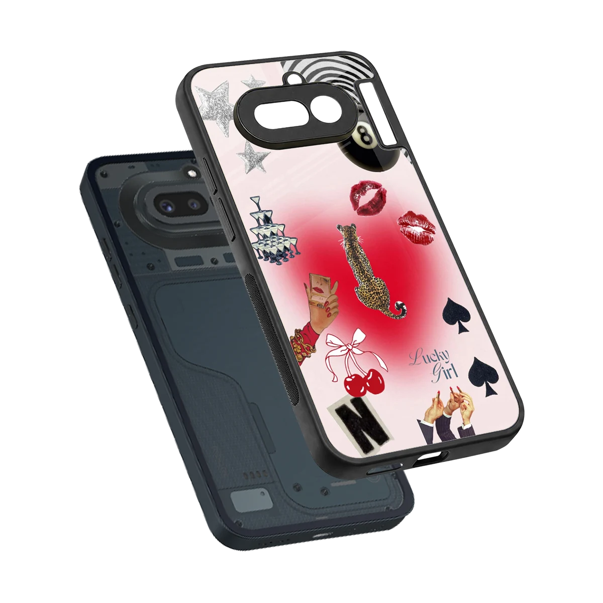 Lucky Charm sleek nothing phone 4a cover with tempered glass back and TPU edges