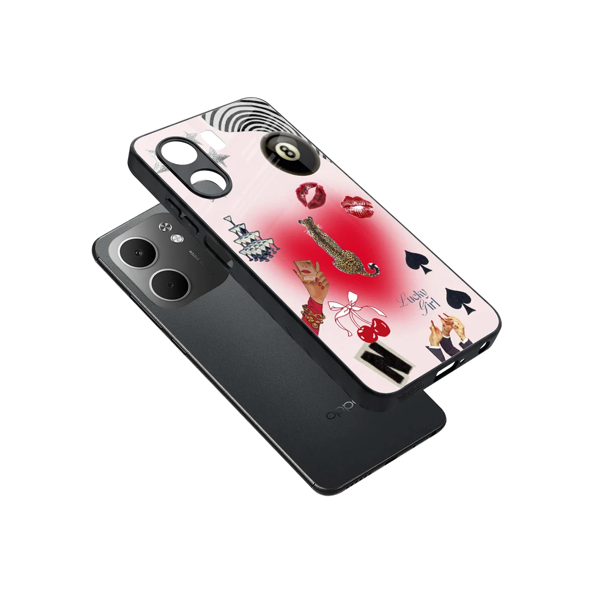 Lucky Charm sleek oppo a5x 5g cover with tempered glass back and TPU edges
