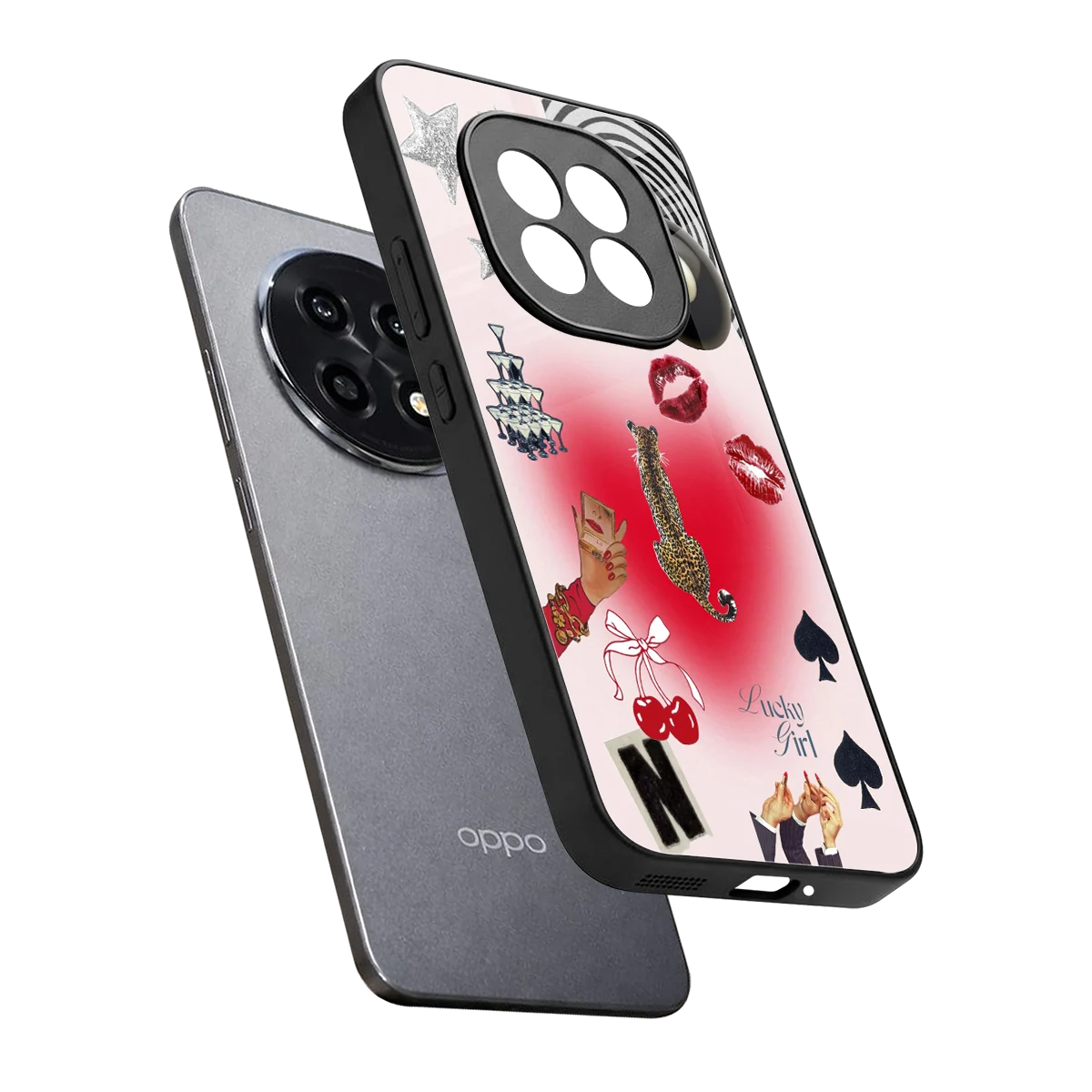 Lucky Charm sleek oppo f29 pro 5g cover with tempered glass back and TPU edges