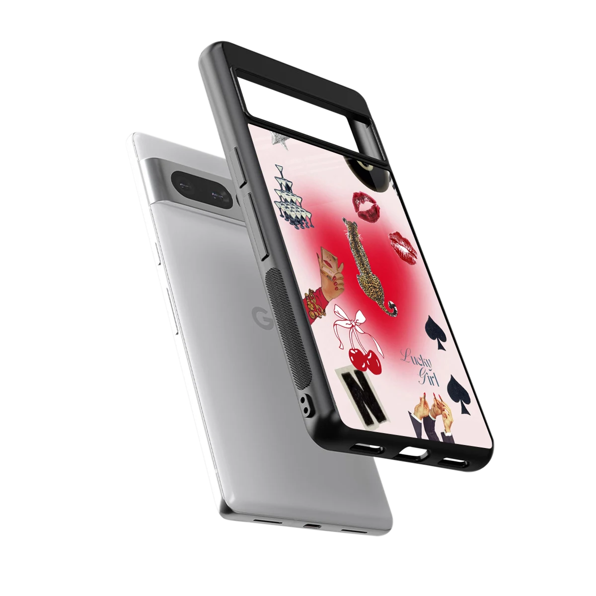 Lucky Charm sleek google pixel 7 pro cover with tempered glass back and TPU edges