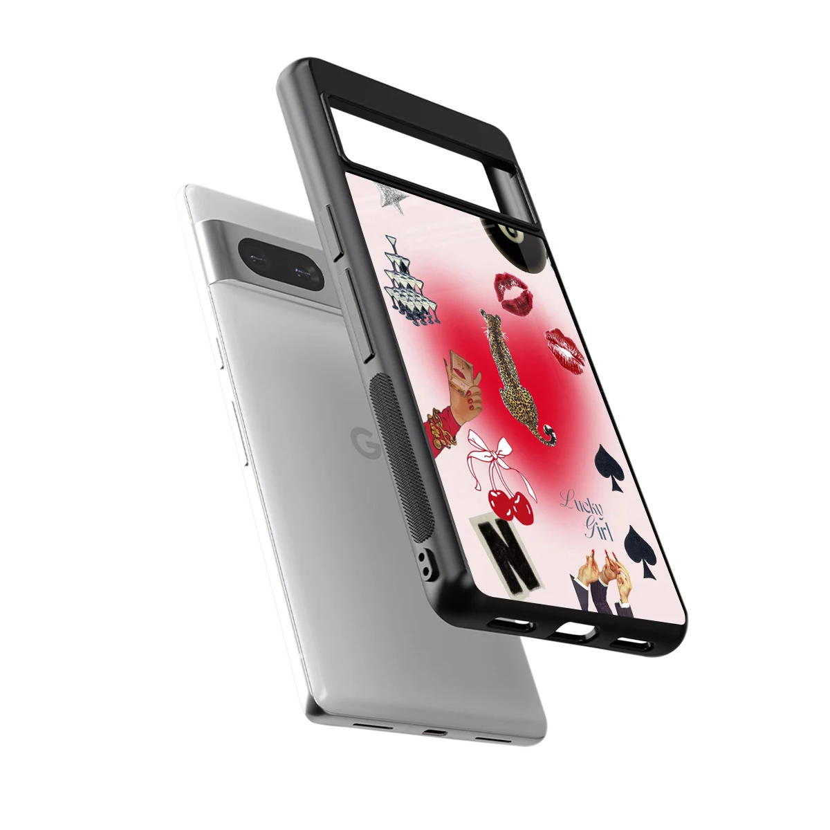 Lucky Charm sleek google pixel 7a cover with tempered glass back and TPU edges