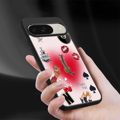 Lucky Charm sleek google pixel 9 cover with tempered glass back and TPU edges