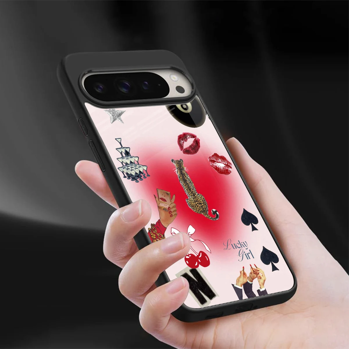 Lucky Charm sleek google pixel 9 pro xl cover with tempered glass back and TPU edges