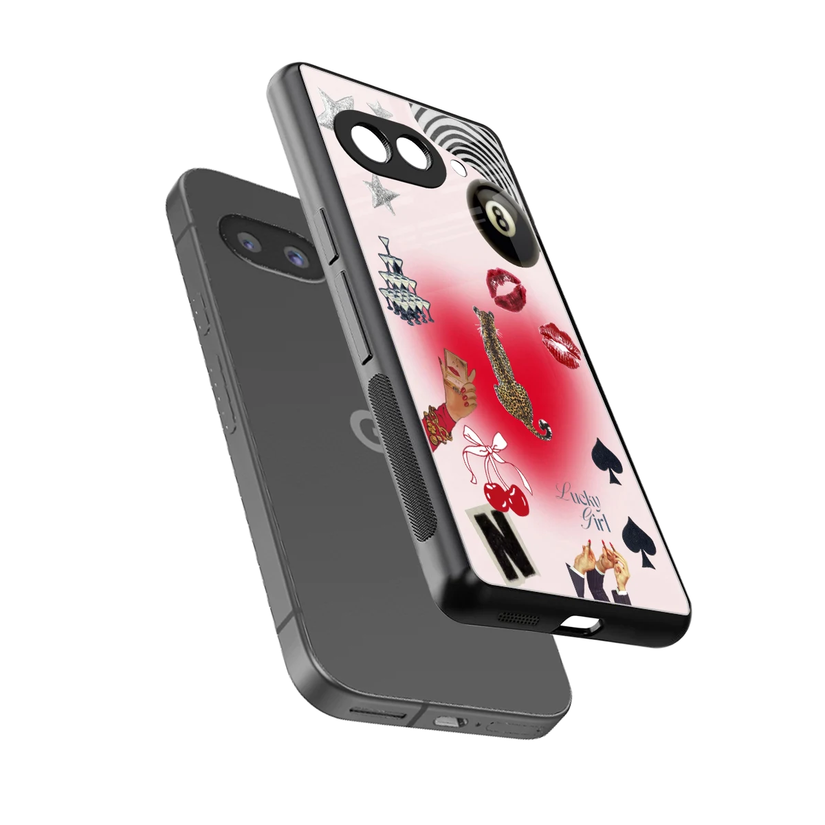 Lucky Charm sleek google pixel 9a cover with tempered glass back and TPU edges
