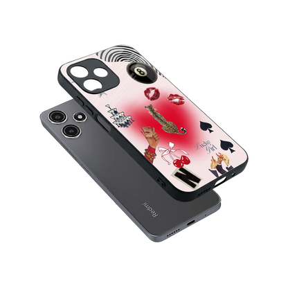 Lucky Charm sleek redmi 12 5g cover with tempered glass back and TPU edges