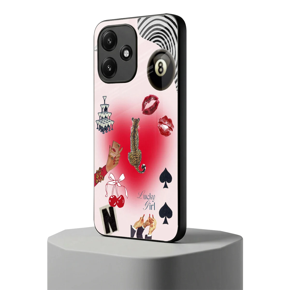 Lucky Charm redmi 12 5g mobile cover | shockproof glass phone case