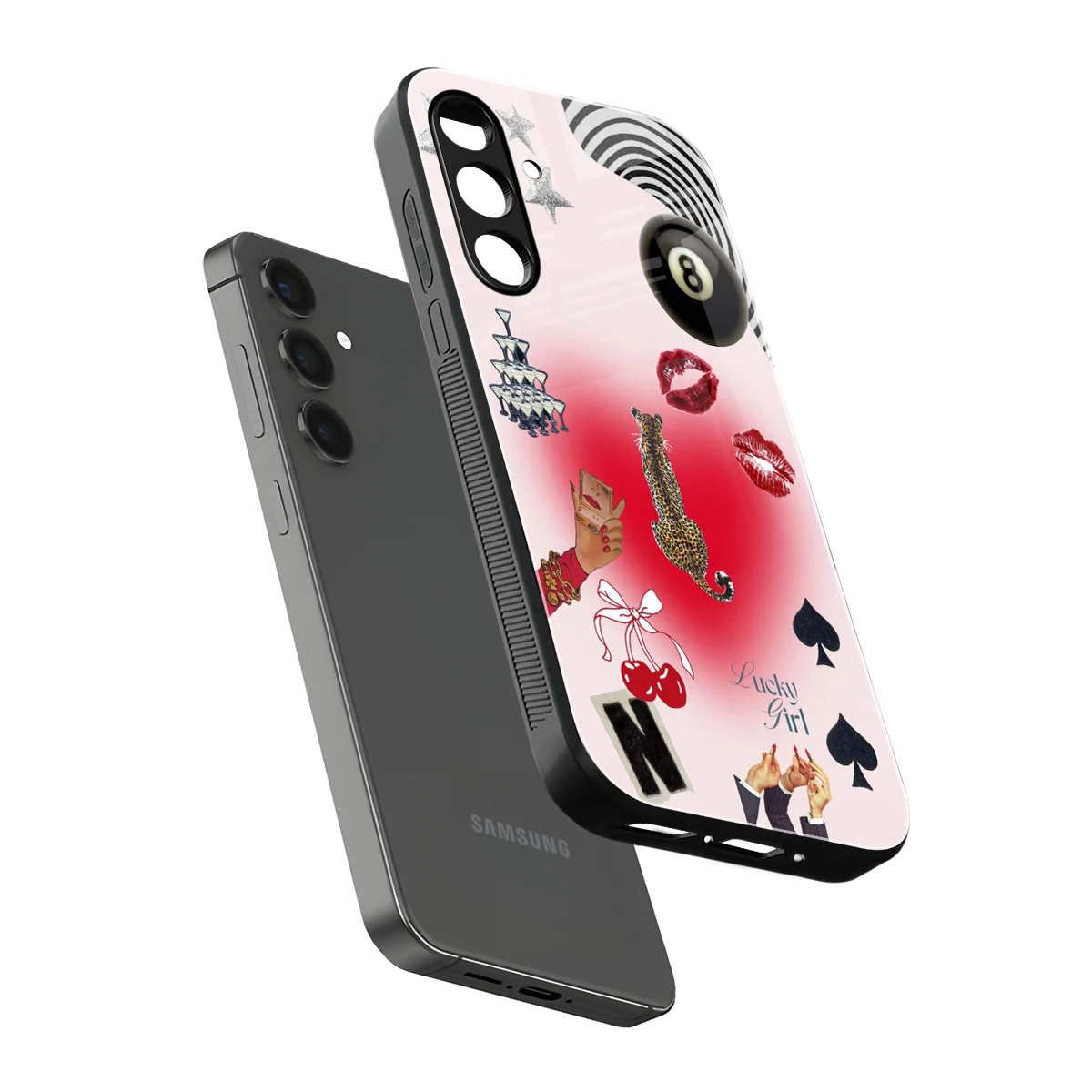 Lucky Charm sleek samsung galaxy a55 5g cover with tempered glass back and TPU edges