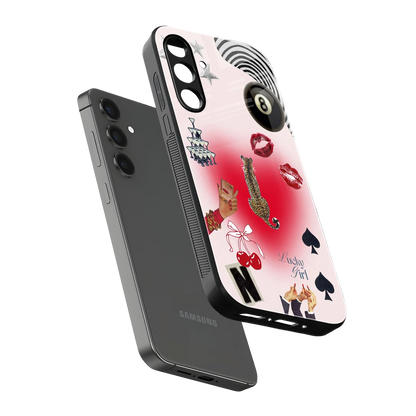 Lucky Charm sleek samsung galaxy m35 5g cover with tempered glass back and TPU edges