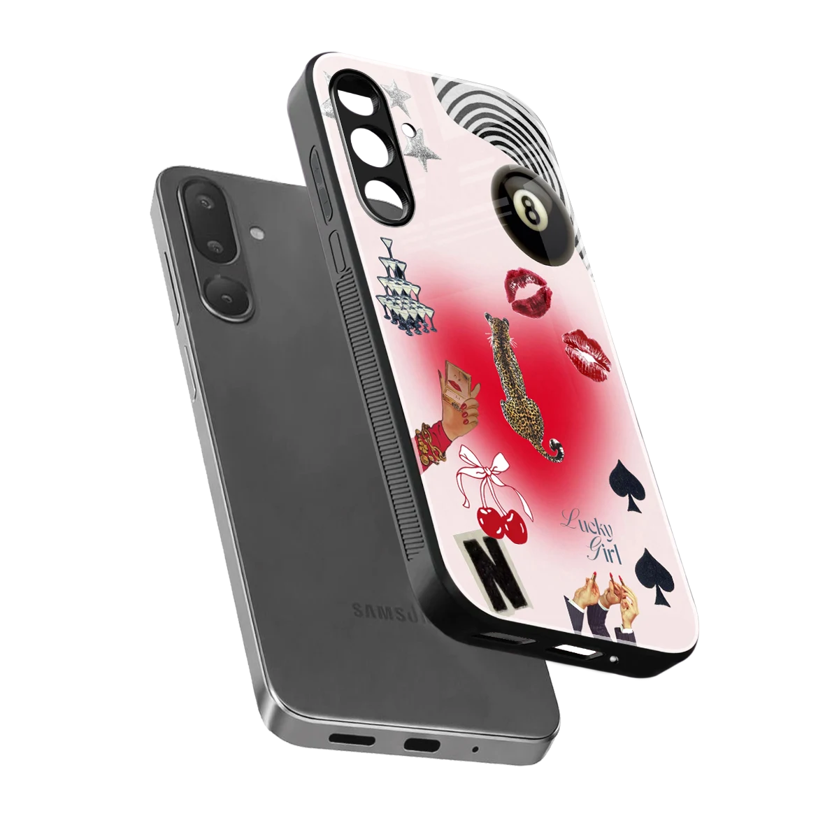 Lucky Charm sleek samsung galaxy m36 5g cover with tempered glass back and TPU edges