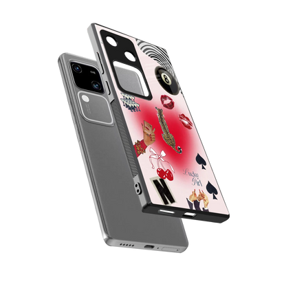 Lucky Charm sleek vivo v30 cover with tempered glass back and TPU edges