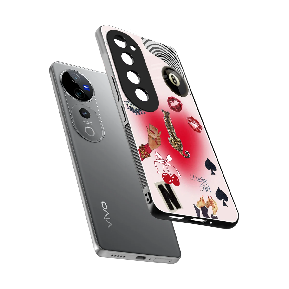 Lucky Charm sleek vivo v40 pro cover with tempered glass back and TPU edges