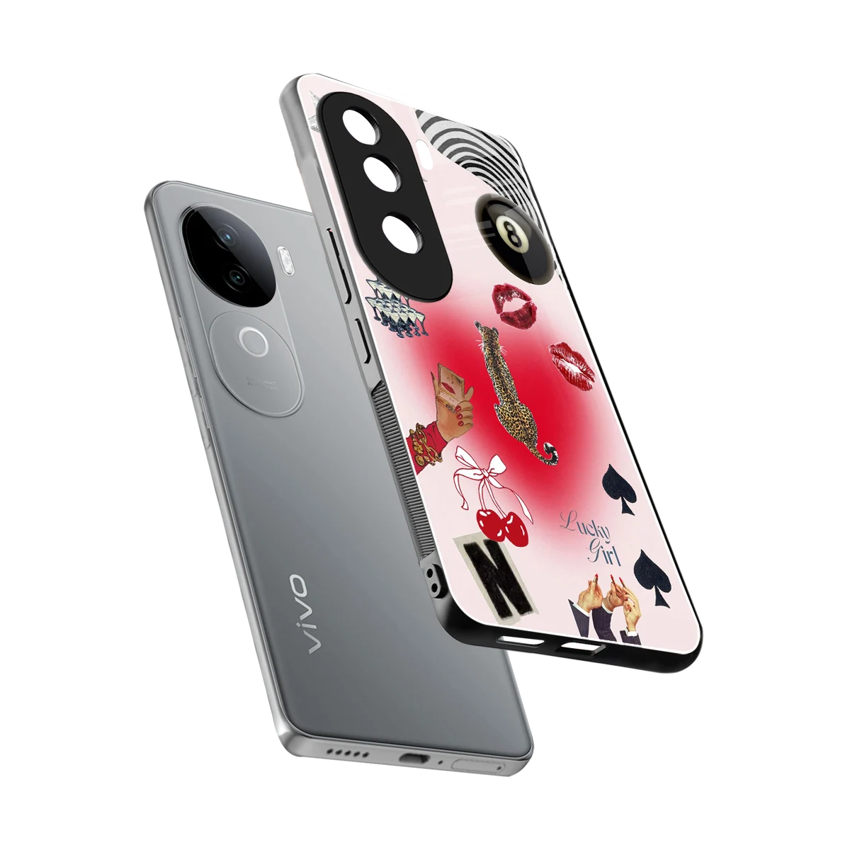 Lucky Charm sleek vivo v40e cover with tempered glass back and TPU edges