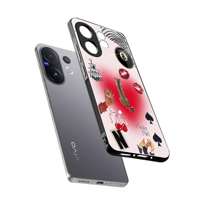 Lucky Charm sleek vivo v60 cover with tempered glass back and TPU edges