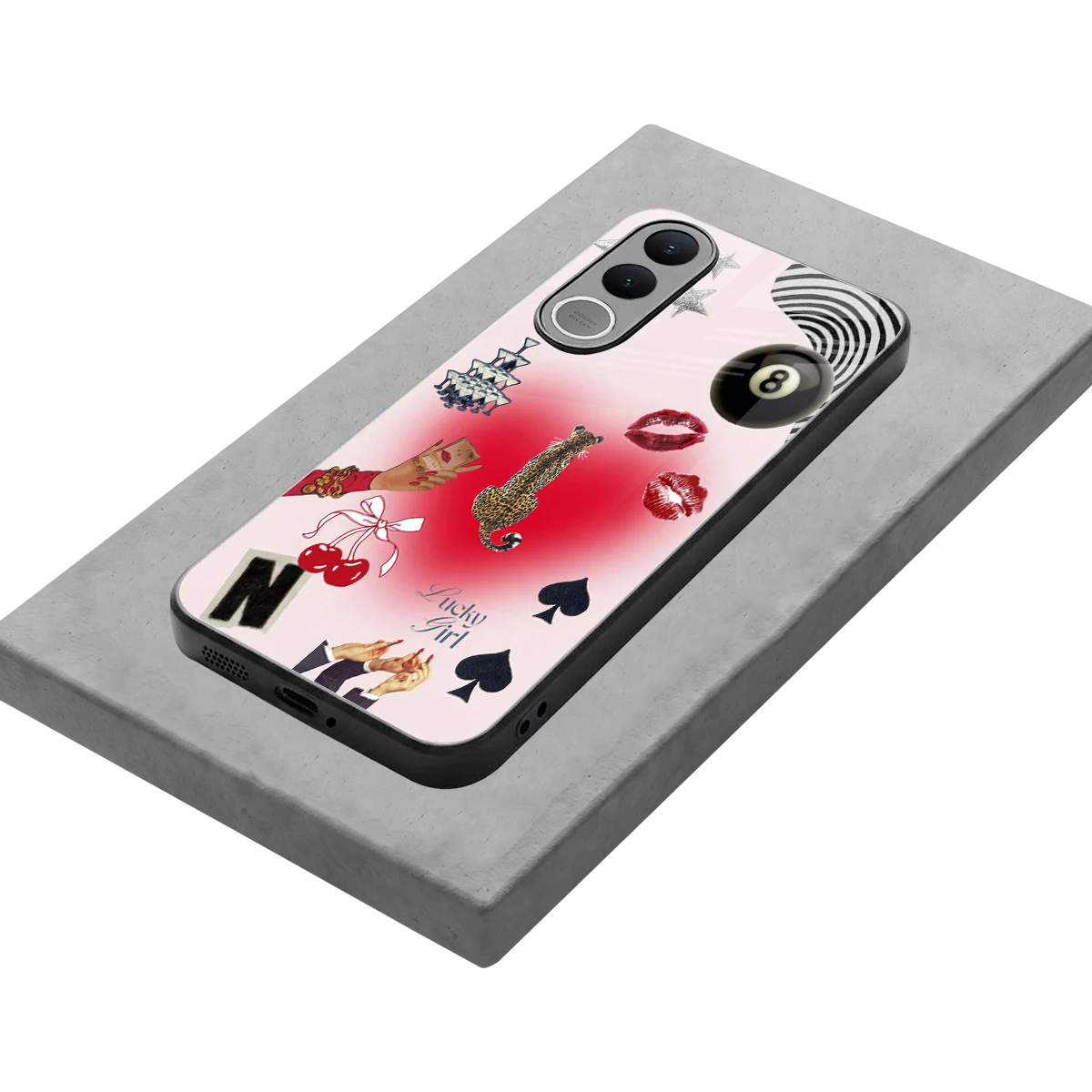 Lucky Charm stylish phone case for vivo v70 fe | glossy glass and slim fit