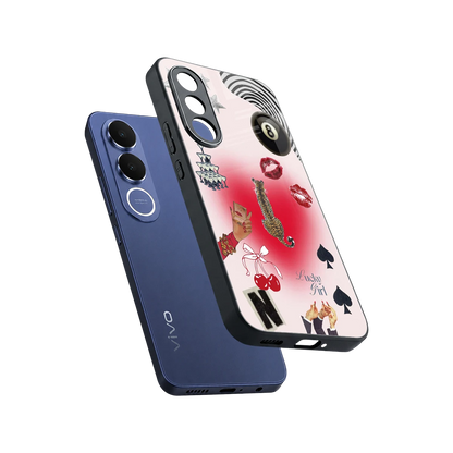 Lucky Charm sleek vivo v70 fe cover with tempered glass back and TPU edges