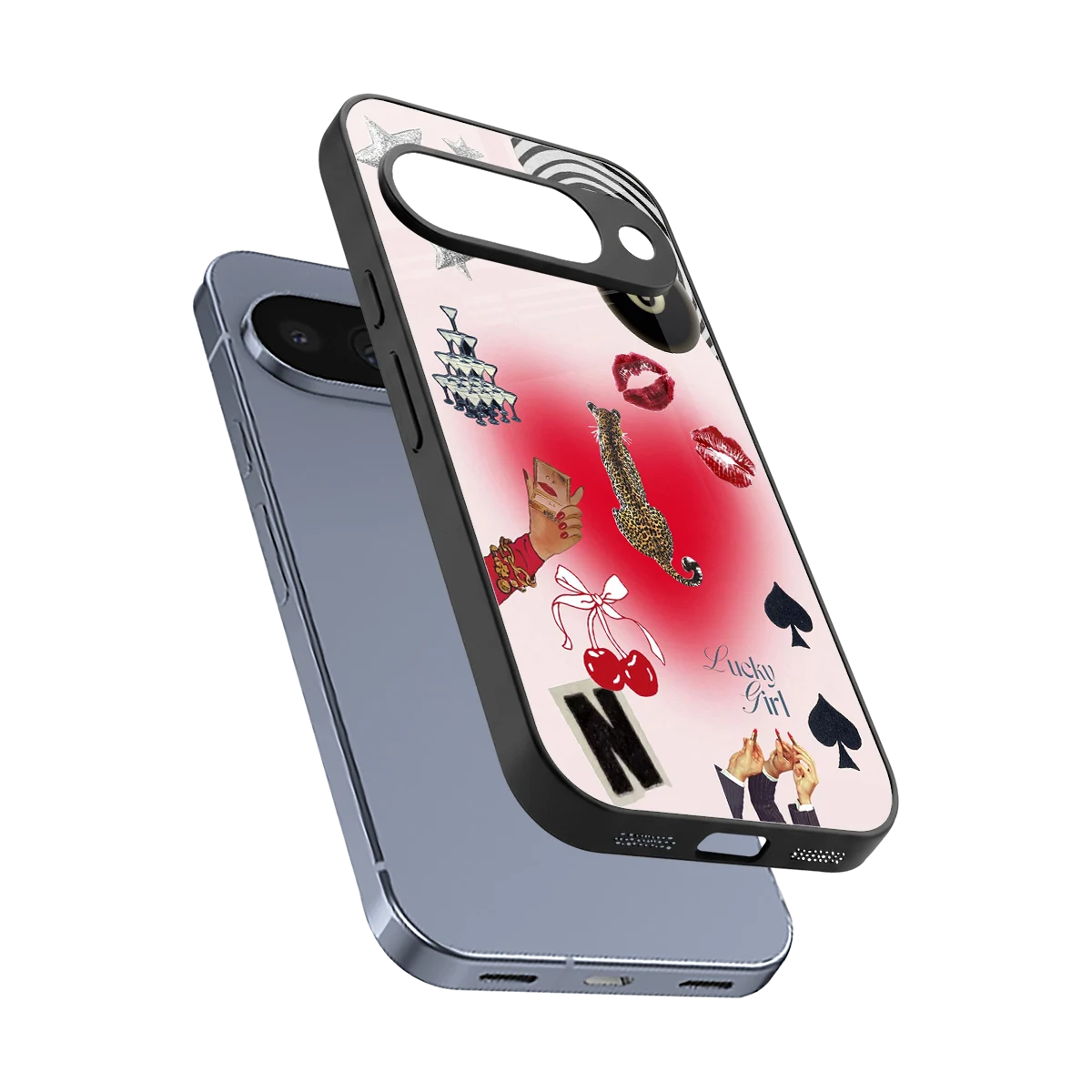 Lucky Charm sleek google pixel 10 cover with tempered glass back and TPU edges