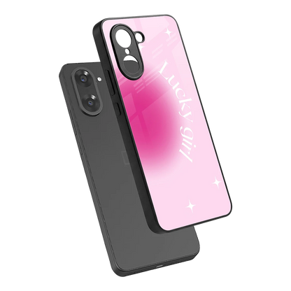 Lucky Girl Aesthetic sleek oneplus nord ce5 5g cover with tempered glass back and TPU edges