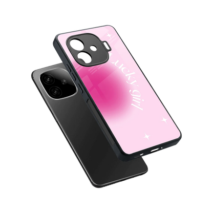 Lucky Girl Aesthetic sleek iqoo neo 10r 5g cover with tempered glass back and TPU edges