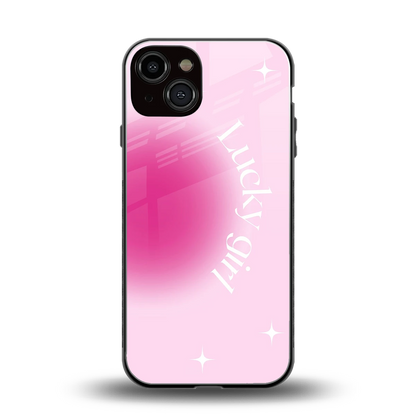 Lucky Girl Aesthetic back phone cover | glass case for iphone 14