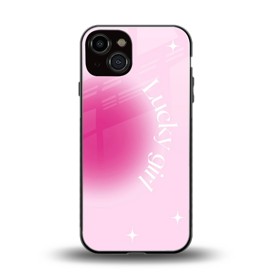 Lucky Girl Aesthetic back phone cover | glass case for iphone 14