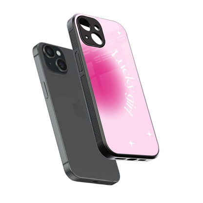 Lucky Girl Aesthetic sleek iphone 13 cover with tempered glass back and TPU edges