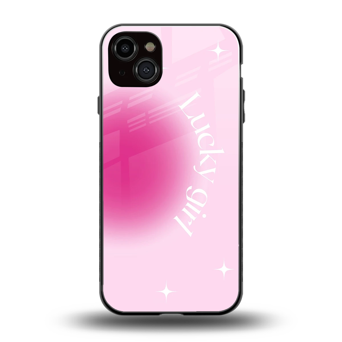 Lucky Girl Aesthetic back phone cover | glass case for iphone 14 plus