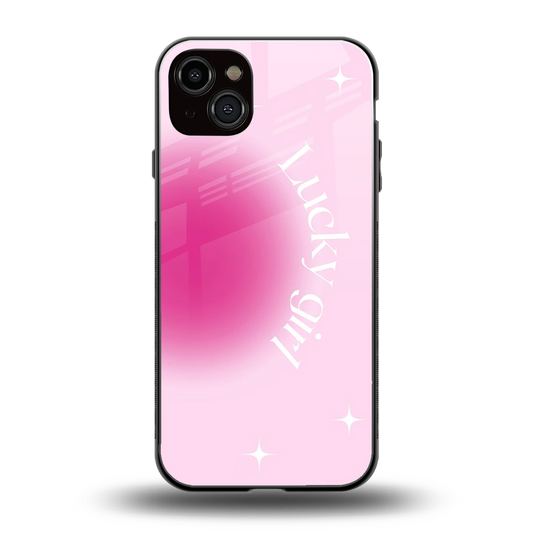 Lucky Girl Aesthetic back phone cover | glass case for iphone 14 plus