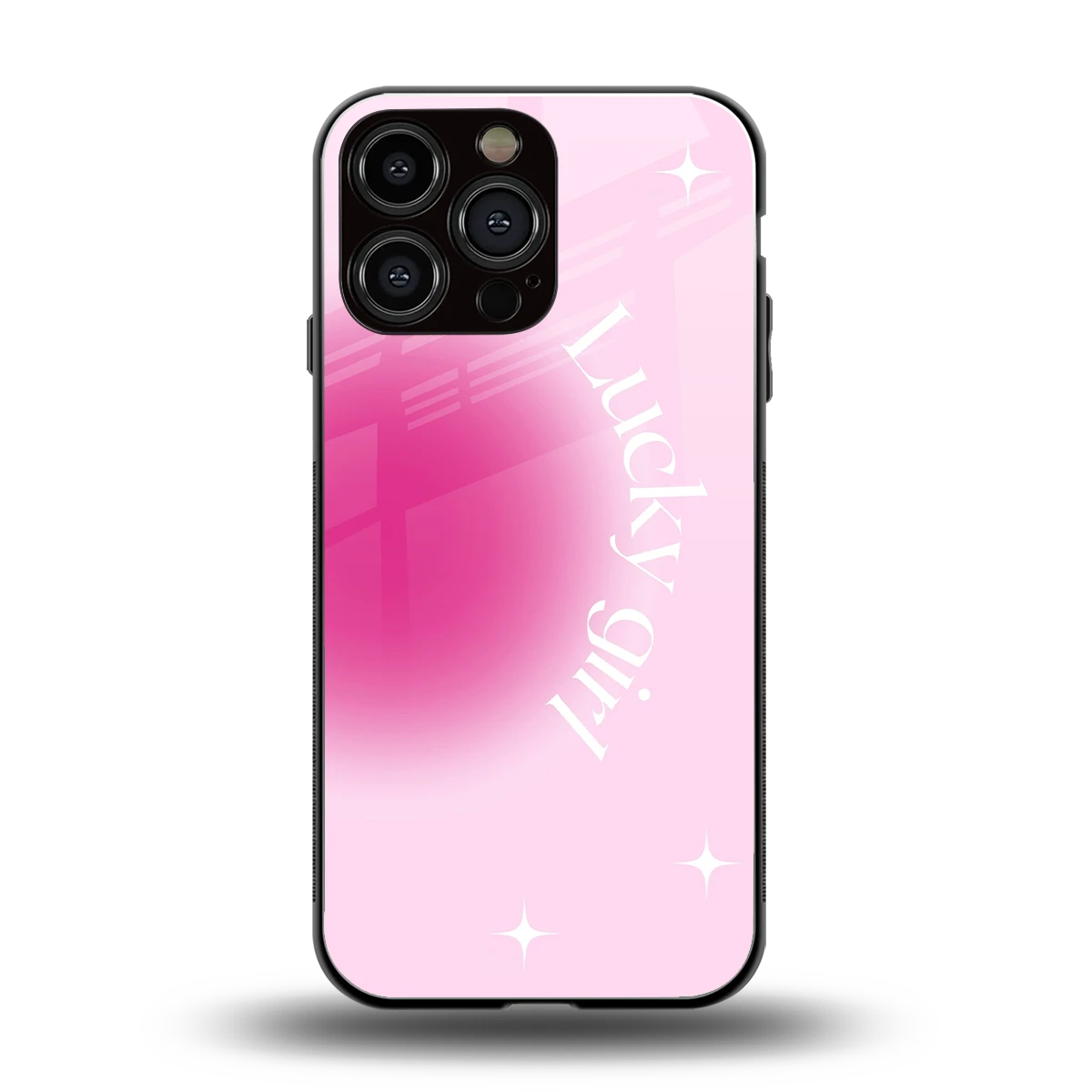 Lucky Girl Aesthetic back phone cover | glass case for iphone 15 pro max
