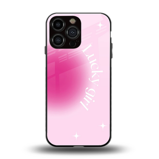 Lucky Girl Aesthetic back phone cover | glass case for iphone 15 pro max