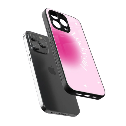 Lucky Girl Aesthetic sleek iphone 15 pro max cover with tempered glass back and TPU edges