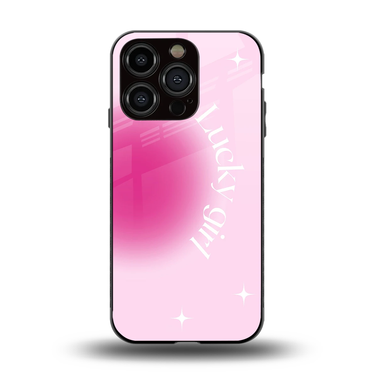Lucky Girl Aesthetic back phone cover | glass case for iphone 15 pro