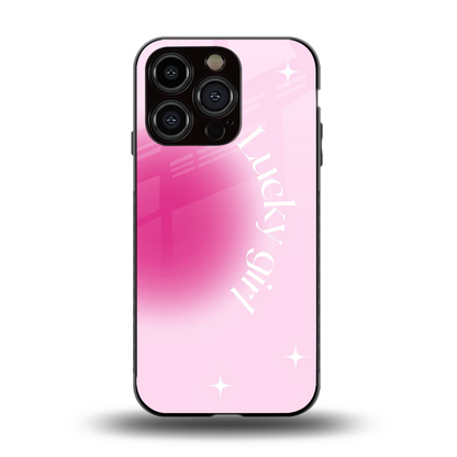Lucky Girl Aesthetic back phone cover | glass case for iphone 15 pro
