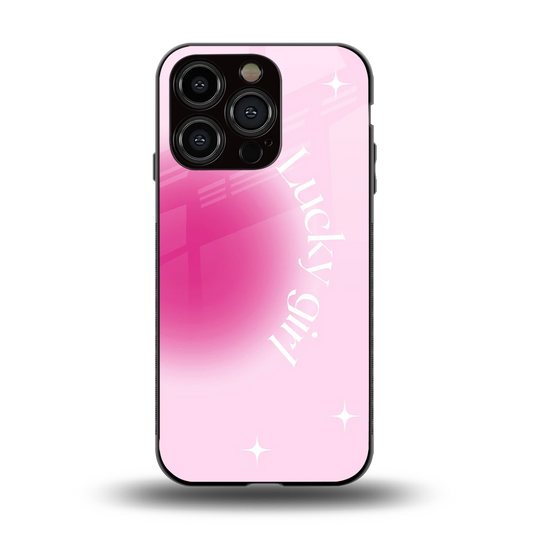 Lucky Girl Aesthetic back phone cover | glass case for iphone 15 pro