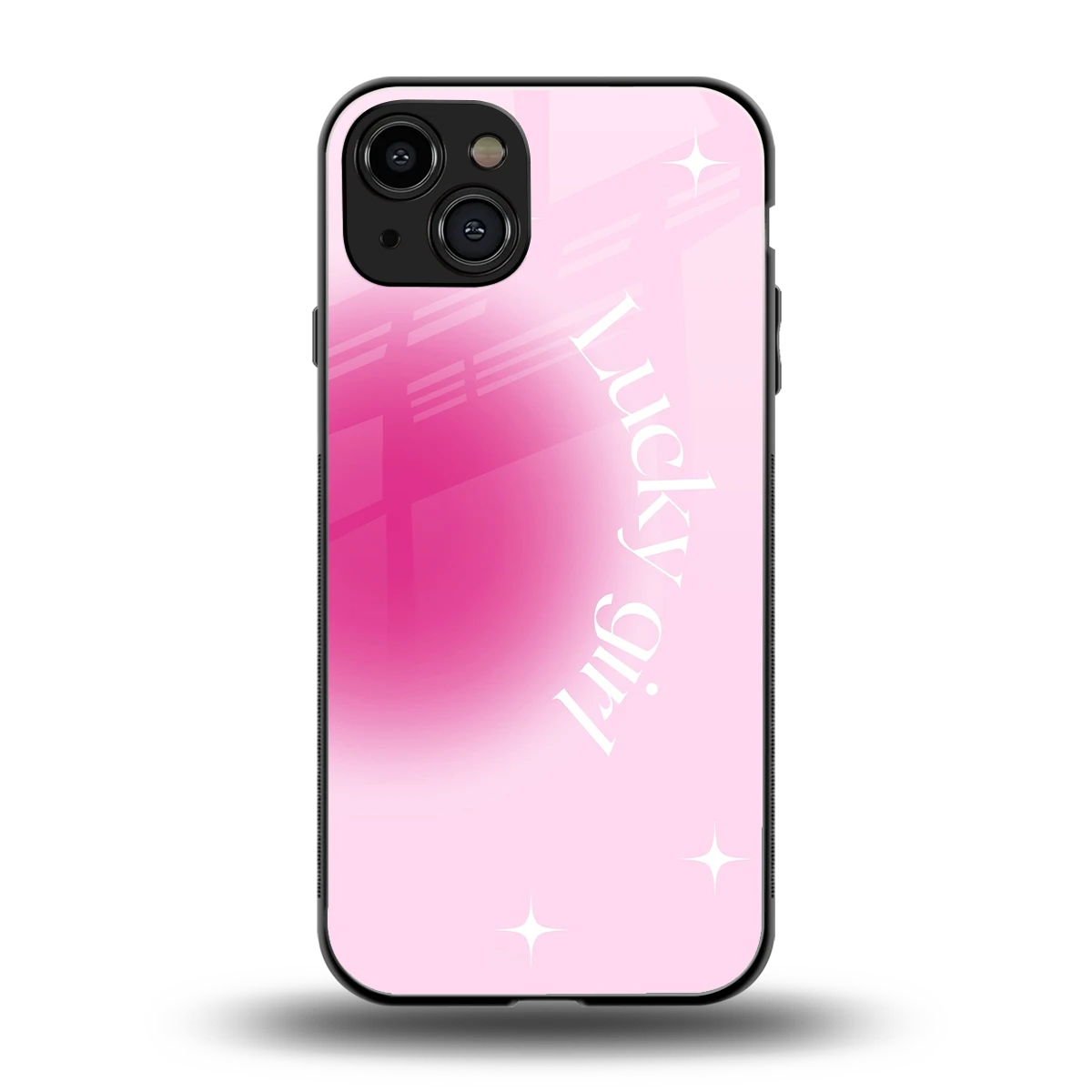 Lucky Girl Aesthetic back phone cover | glass case for iphone 15