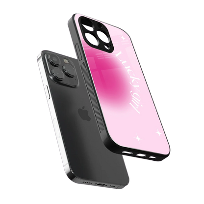 Lucky Girl Aesthetic sleek iphone 15 pro cover with tempered glass back and TPU edges