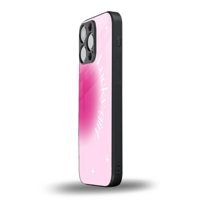 Lucky Girl Aesthetic iphone 16 pro max mobile cover | shockproof glass phone case