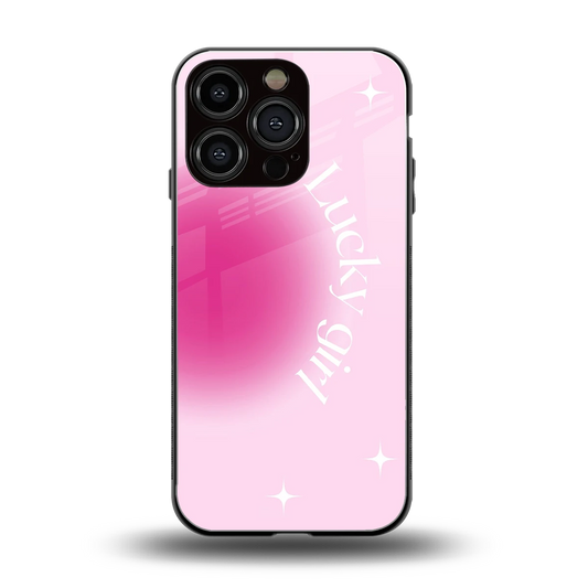Lucky Girl Aesthetic back phone cover | glass case for iphone 16 pro