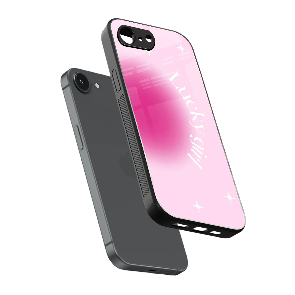 Lucky Girl Aesthetic sleek iphone 16e cover with tempered glass back and TPU edges