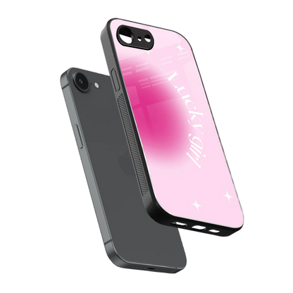 Lucky Girl Aesthetic sleek iphone 16e cover with tempered glass back and TPU edges