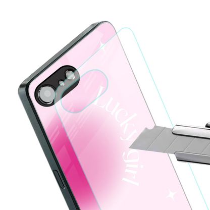 Lucky Girl Aesthetic stylish phone case for iphone 16e | glossy glass and slim fit
