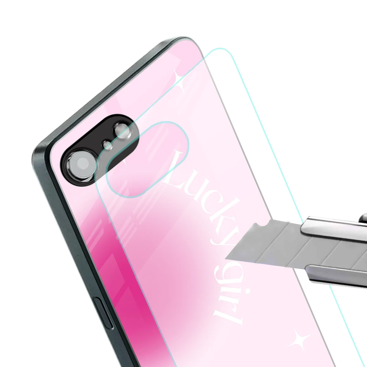 Lucky Girl Aesthetic stylish phone case for iphone 17e | glossy glass and slim fit