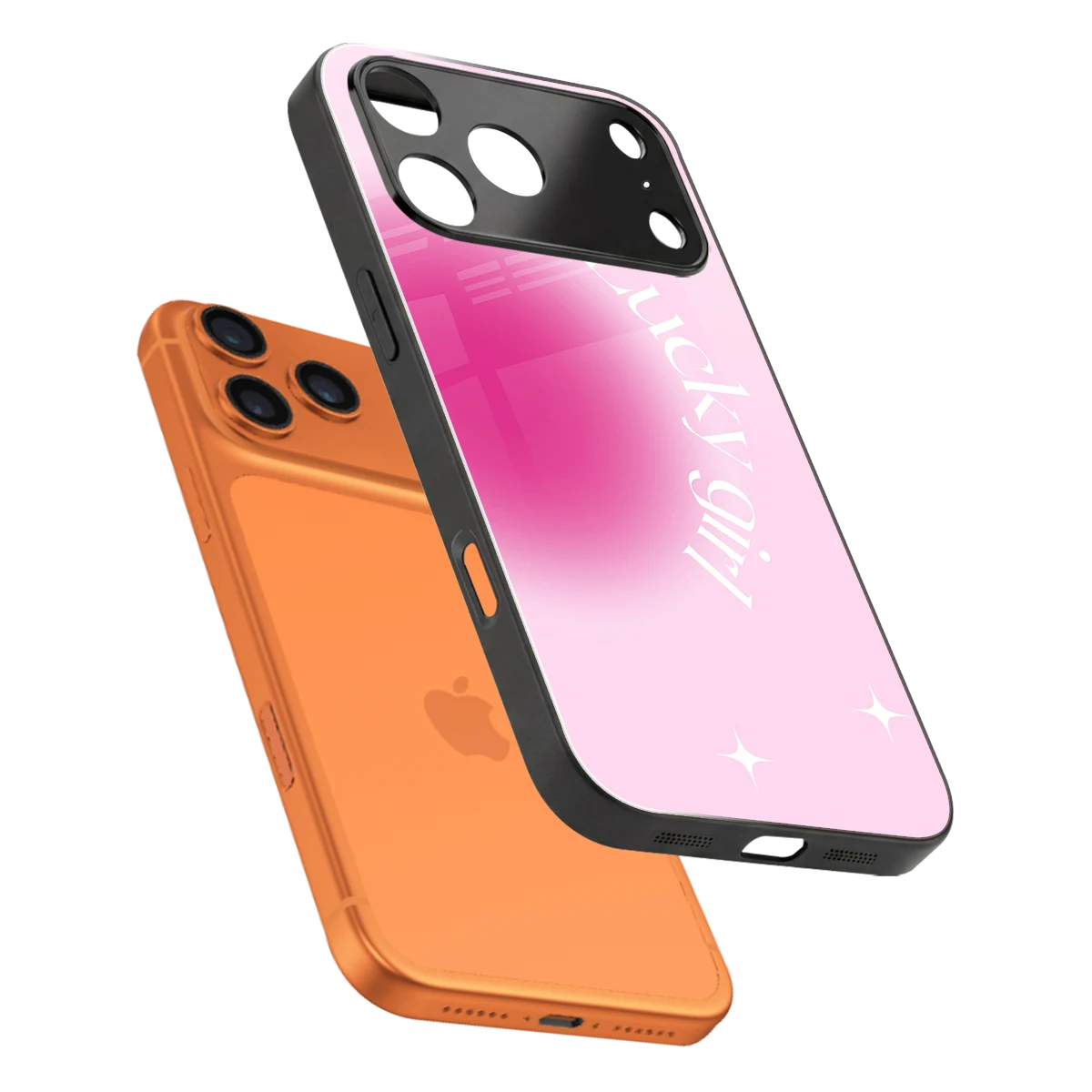 Lucky Girl Aesthetic sleek iphone 17 pro cover with tempered glass back and TPU edges